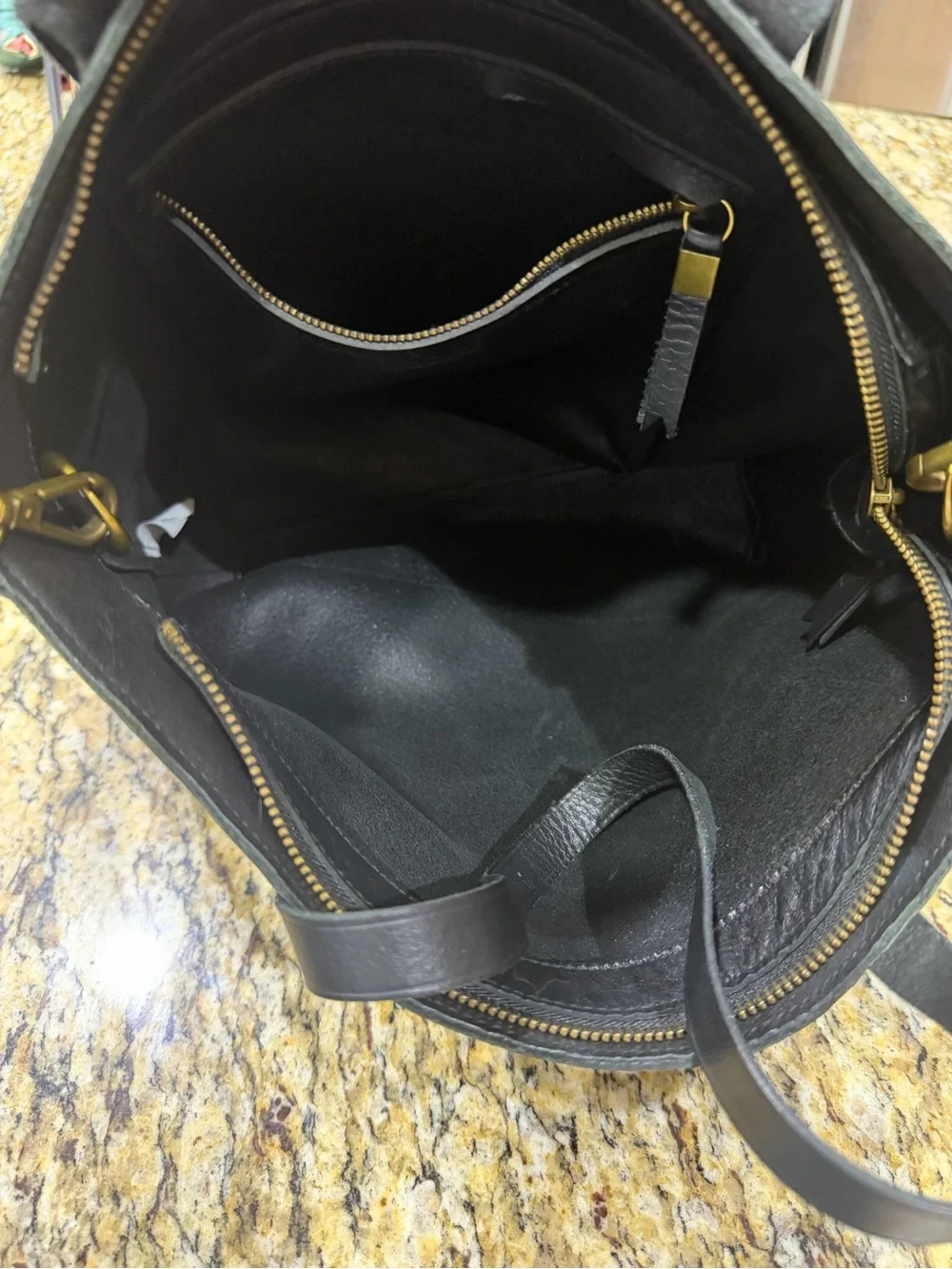 Madewell Black Leather Tote Bag